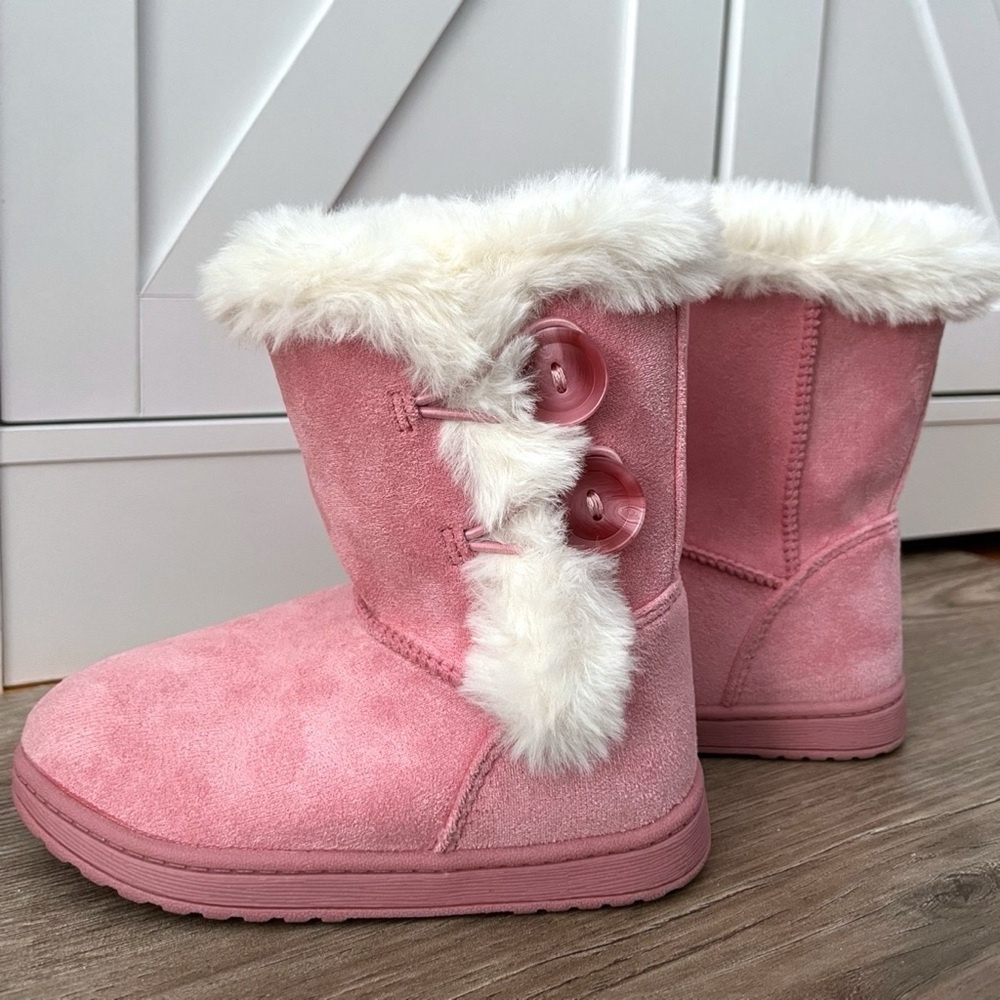 Jumping Beans Mauve Pink Furry Boots 8-Toddler Faux Suede